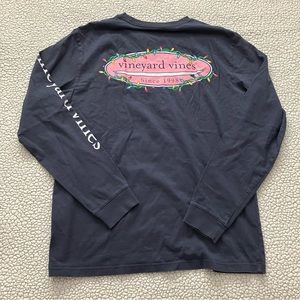 Vineyard Vines, long sleeve, blue shirt, men’s small. Christmas theme